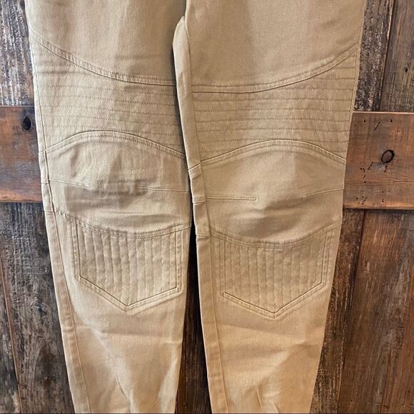 NX3 S Khaki HipHop Dance Baggy Waist Tie Padded Knee Stretch Cuffed Pants - Picture 7 of 9